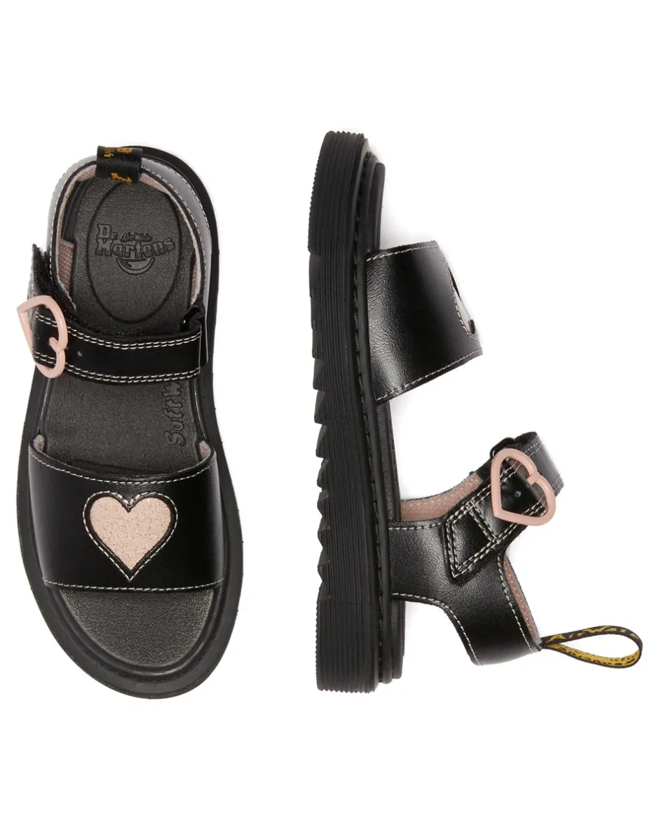 Discount Dr. Martens Marlowe Hearts J Sandaler, , 31 Black/Powder Pink
