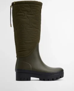 Best Barbour Marnie Quilted Tall Welly Gummistøvler, , 40 Olive/Black