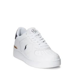 Discount Ralph Lauren Masters Court Leather Sneakers, , 45 White