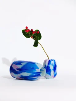 Clearance Anna von Lipa Meadows Vase, Scandi Mint With Blue Rose
