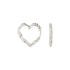 Outlet Camille Brinch Medium Heart Crush Hoops, Silver