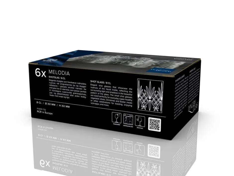 Discount Lyngby Glas Melodia 6-pak Shotglas, , 8 cl Clear