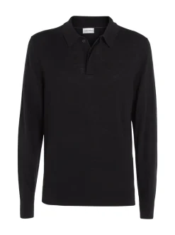 Clearance Calvin Klein Merino Polo Pullover, , XL Sort