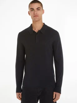Clearance Calvin Klein Merino Polo Pullover, , XL Sort