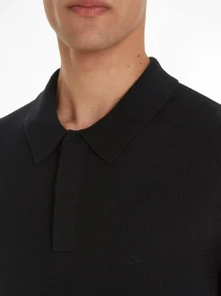 Clearance Calvin Klein Merino Polo Pullover, , XL Sort