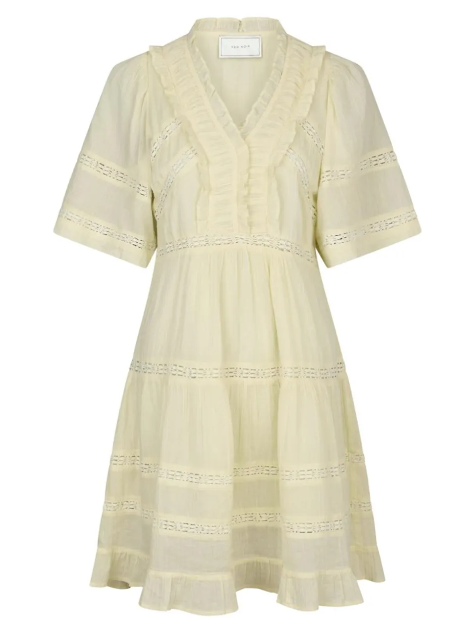 Neo Noir Milene S Voile Kjole, , 36 Light Yellow