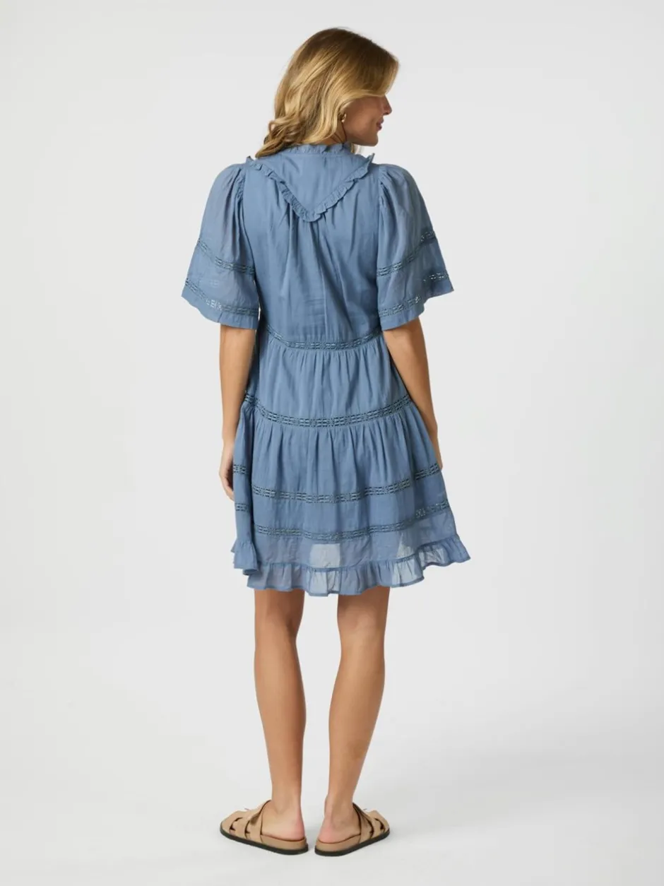 Neo Noir Milene S Voile Kjole, , 40 Smoke Blue