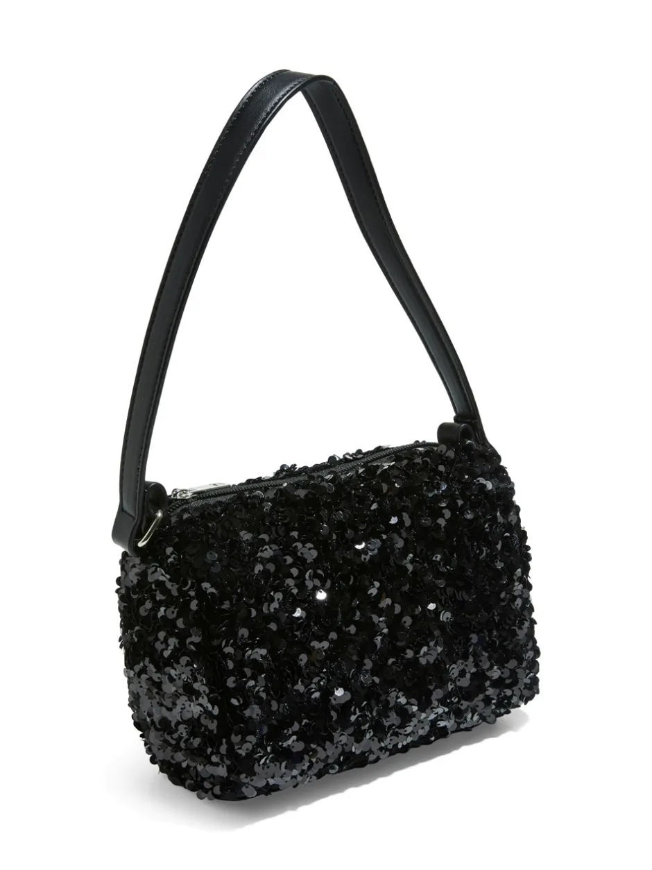 New Pieces Mille Glitter Skuldertaske, Black