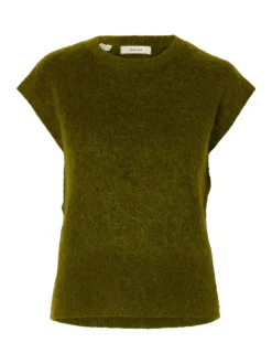 Clearance Selected Women Mira Mohair Strikvest, , L Avocado