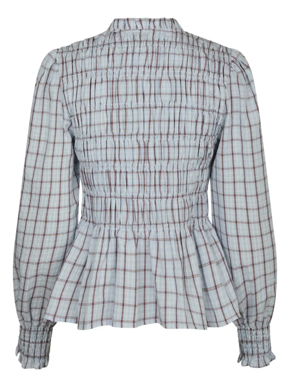 Neo Noir Mocca Smock Check Bluse, , 40*Dame Bluser & Skjorter
