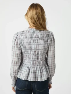 Neo Noir Mocca Smock Check Bluse, , 40*Dame Bluser & Skjorter