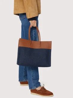 Sale Coccinelle Myrtha Denim Håndtaske, Blue Den/Cognac