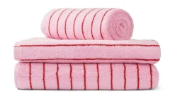 Clearance Bongusta Naram Håndklæde, Baby Pink & Ski Patrol Red, 50x80 cm Baby Pink & Ski Patrol Red