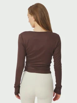 Neo Noir Nia Jersey Wrap Bluse, , 40 Chocolate Brown