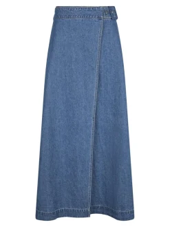 Best Neo Noir Nina Wrap Denim Nederdel, , 34 Blue