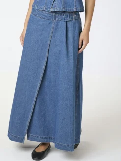 Best Neo Noir Nina Wrap Denim Nederdel, , 34 Blue