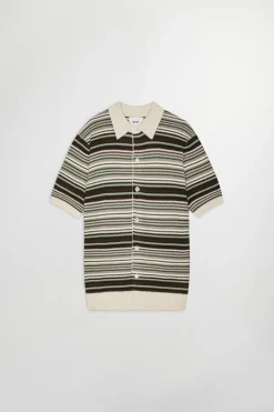 Best NN. 07 Nolan Tekstur Cardigan Polo, , M Green Stripe