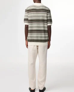 Best NN. 07 Nolan Tekstur Cardigan Polo, , M Green Stripe