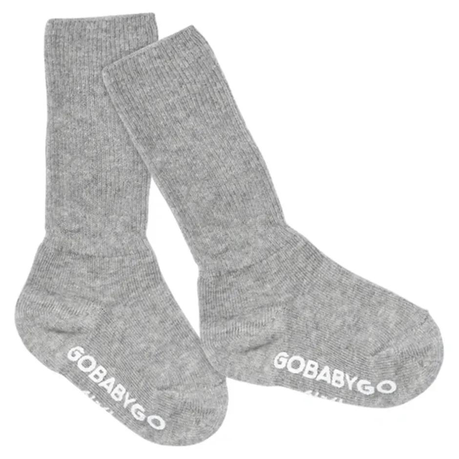 Online GoBabyGo Non-Slip Cotton Strømper, , 23-26 Grey Melange