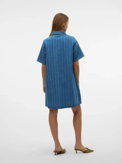 Best Vero Moda Ocean Striped Kjole, , L Medium Blue Denim