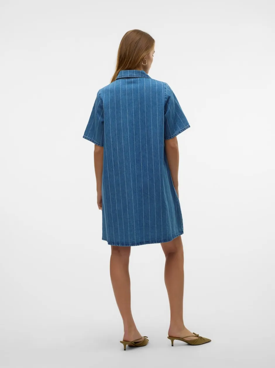 Best Vero Moda Ocean Striped Kjole, , L Medium Blue Denim