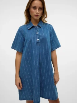 Best Vero Moda Ocean Striped Kjole, , L Medium Blue Denim