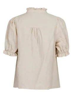 Hot Neo Noir Odesa Linen Bluse, , 36 Sand