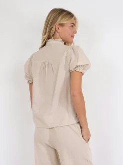 Hot Neo Noir Odesa Linen Bluse, , 36 Sand