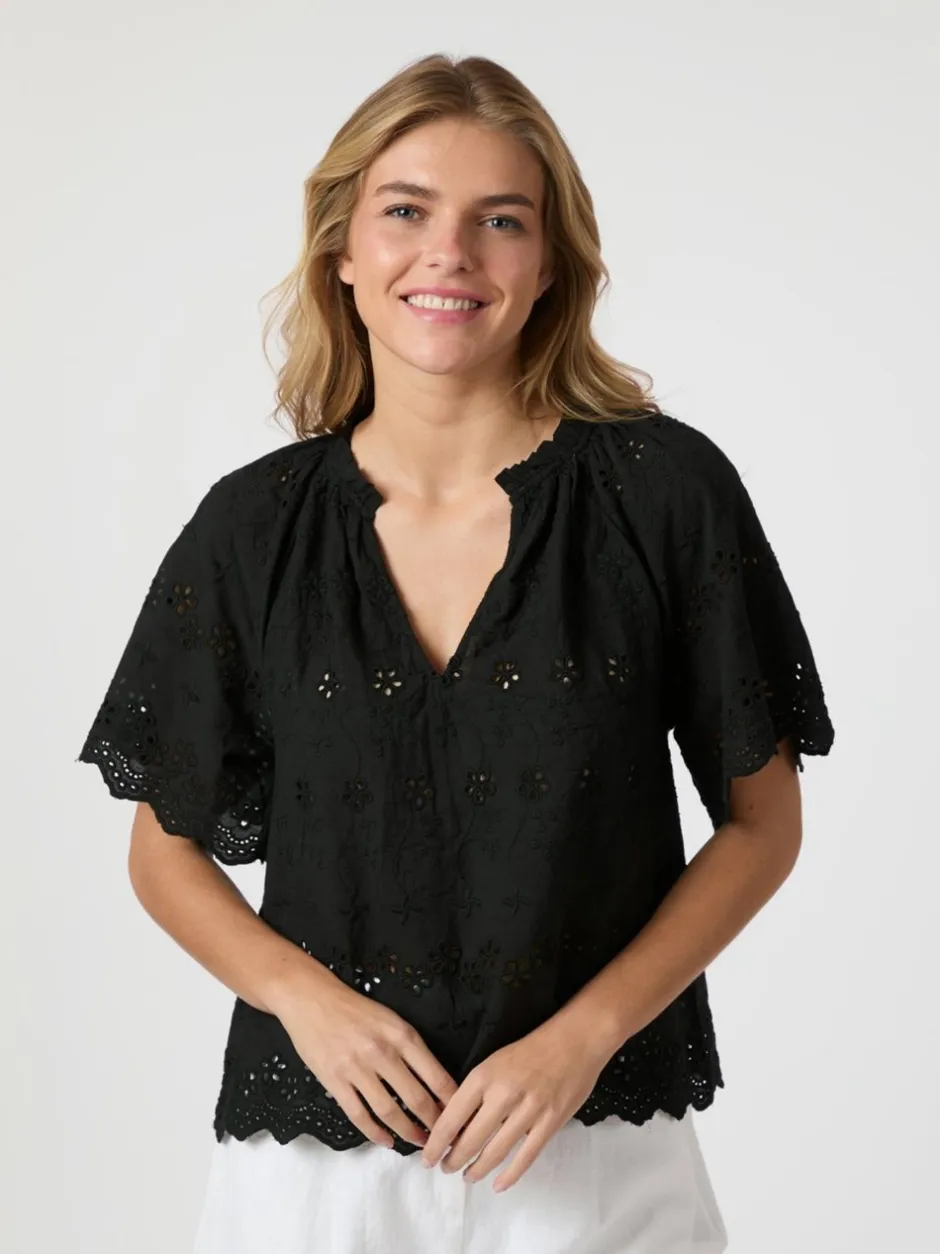 Online Neo Noir Odet Embroidery Bluse, , 38 Black