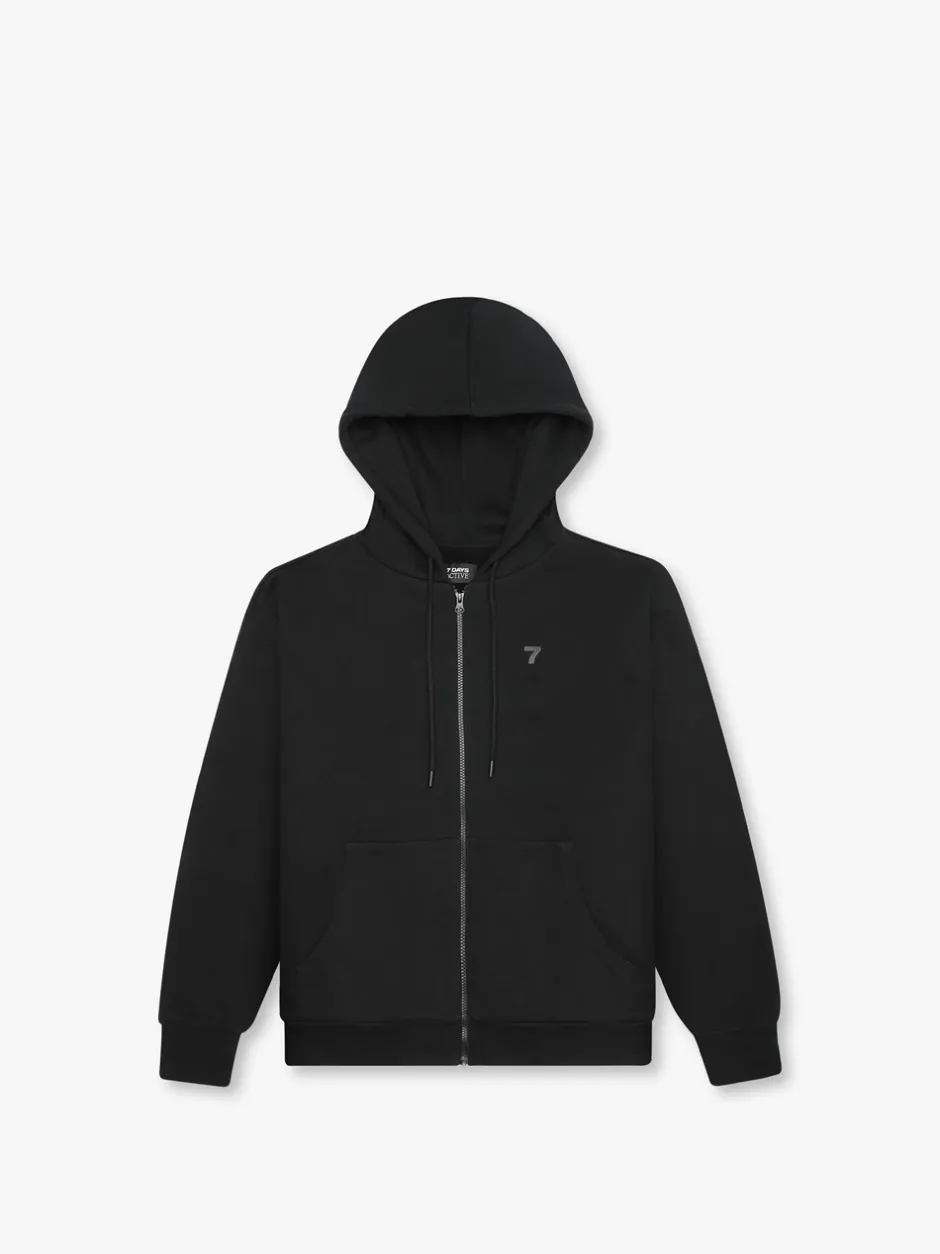 New 7 DAYS Active Organic Fullzip Hættetrøje, , XL Black