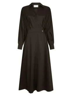 Hot Neo Noir Ottana Poplin Kjole, , 42 Chocolate Brown