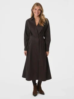 Hot Neo Noir Ottana Poplin Kjole, , 42 Chocolate Brown