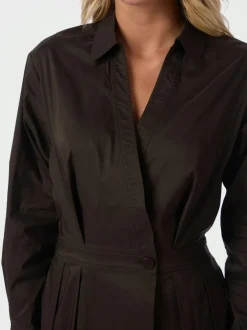 Hot Neo Noir Ottana Poplin Kjole, , 42 Chocolate Brown