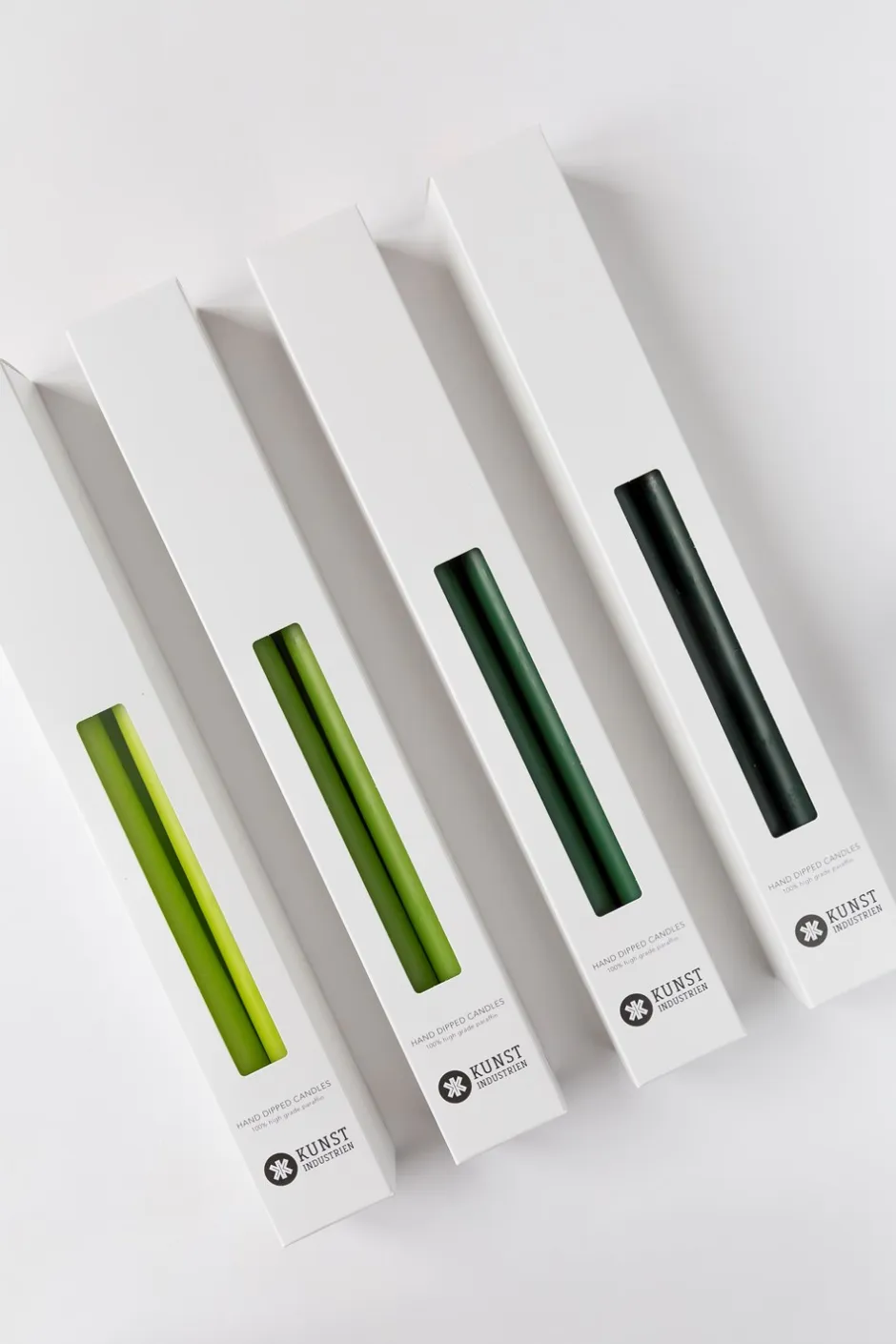 Discount Kunstindustrien 4-pak Hånddyppede Stearinlys, Forest Green