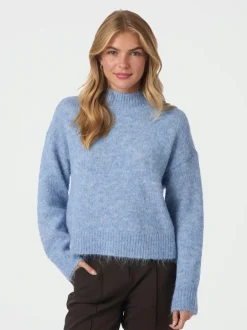 Discount Neo Noir Paulina Fluffy Knit Striktrøje, , 38 Dusty Blue