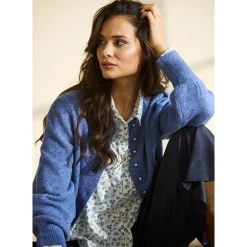 Clearance IN FRONT Pearl Cardigan, , L Blue