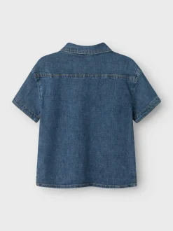 Hot Name It Peter Skjorte, , 116 cm Dark Blue Denim