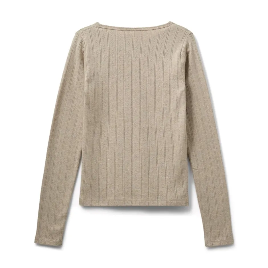 New Sofie Schnoor Petriciasy Pointelle T-shirt, , 140 cm Beige