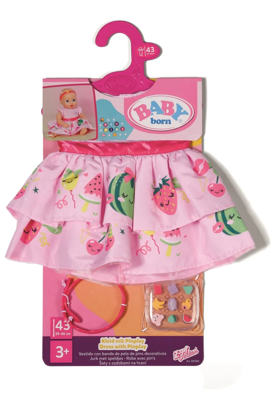New Baby Born Pin Play Dukkekjole