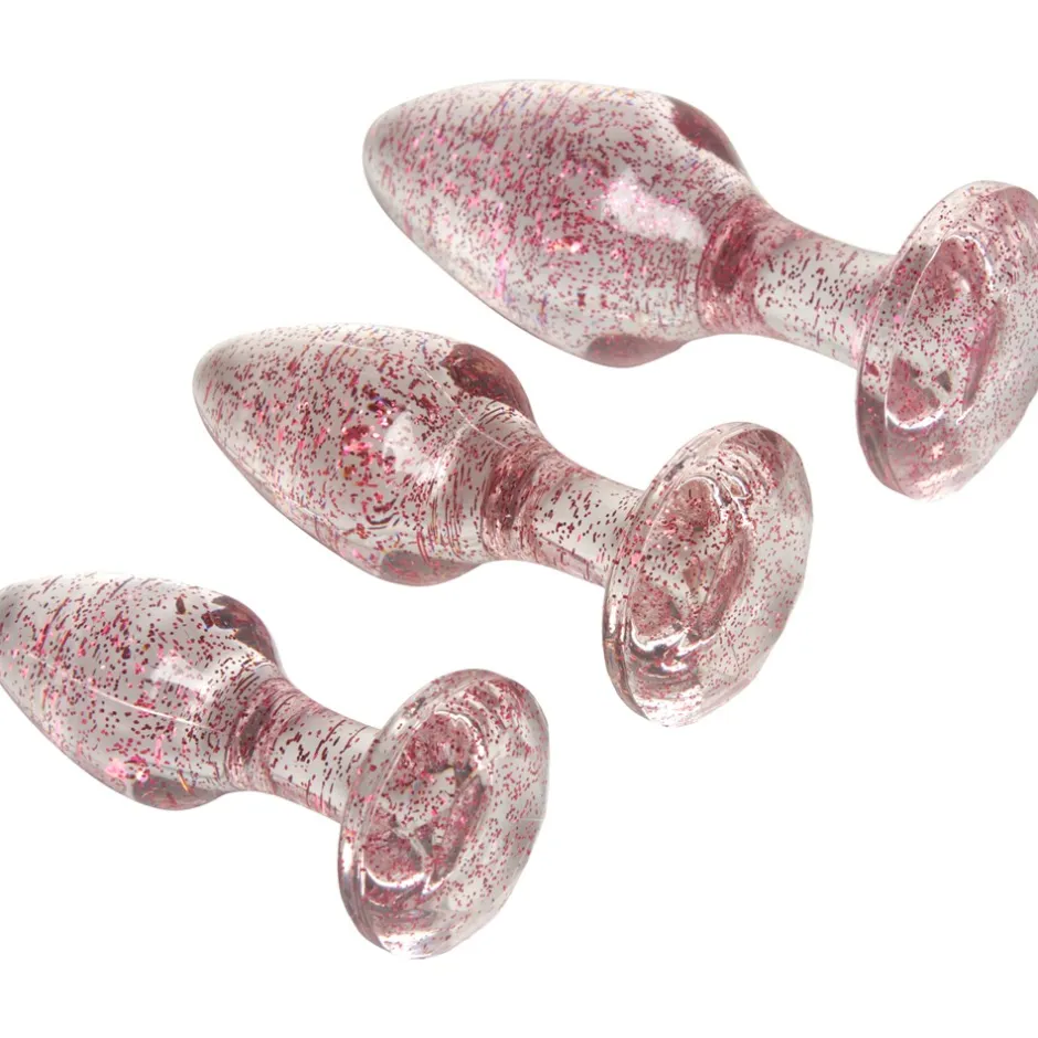 Baseks Pink Glitter Butt Plug Sæt