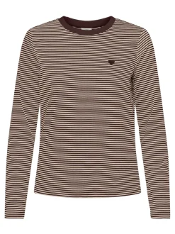Hot JDY Pisa Langærmet T-shirt, , S Coffee Bean Sandshell Stripe