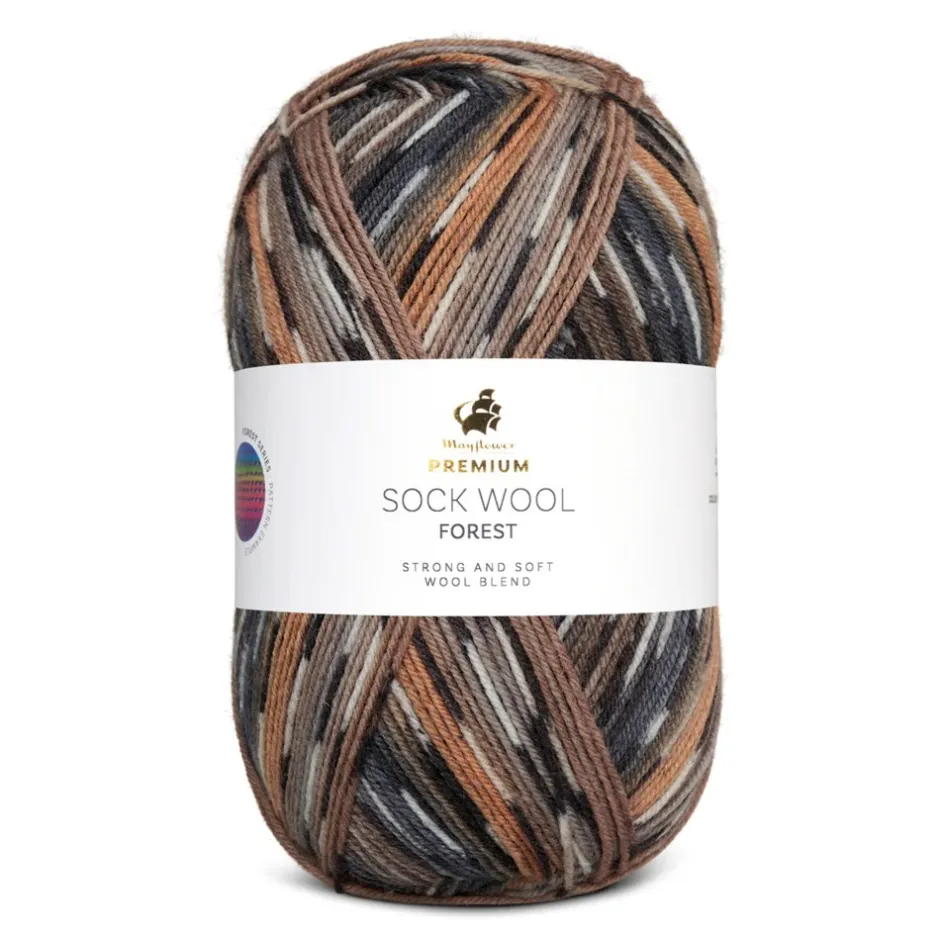 Clearance Mayflower Premium Sock Wool Forest Garn, 100 g 005 Black Forest