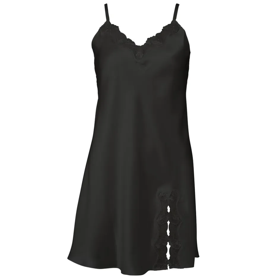 Outlet Lady Avenue Pure Silk Natkjole, , M Black