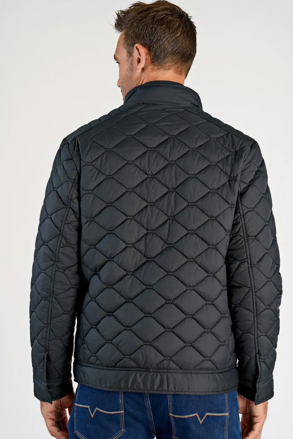 Outlet Bison Quilted Biker Jakke, , XL Black
