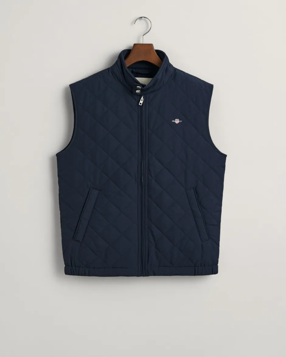 New GANT Quiltet Windcheater Vest, , L Evening Blue