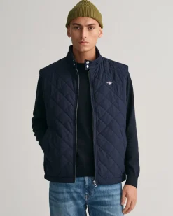 New GANT Quiltet Windcheater Vest, , L Evening Blue