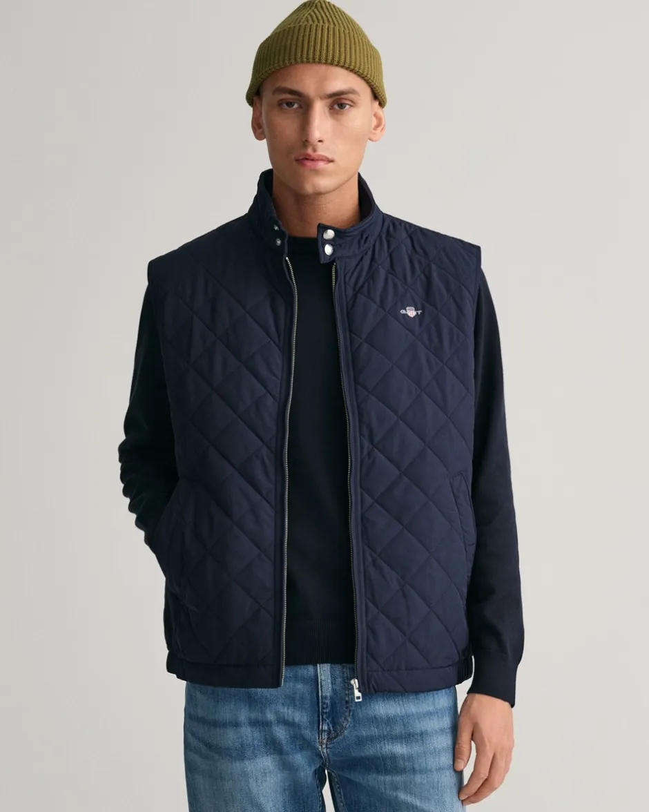 New GANT Quiltet Windcheater Vest, , L Evening Blue