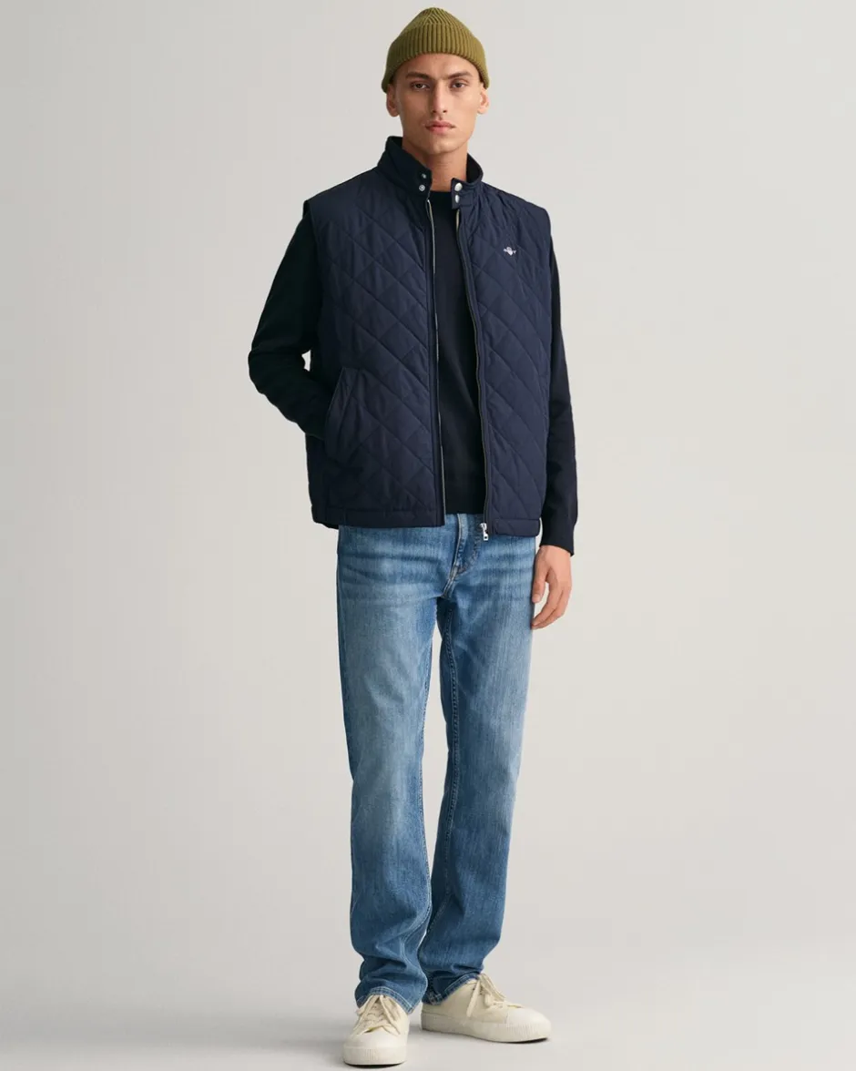 New GANT Quiltet Windcheater Vest, , L Evening Blue