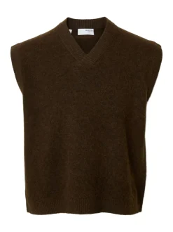 Selected Homme Rai Knit V-Neck Relaxed Vest, , XL* Strik