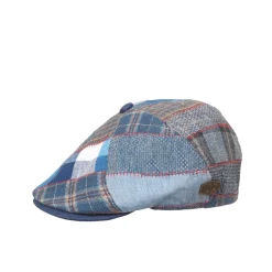 Sale MJM Rebel Linen Flatcap, , L Blue Patchwork